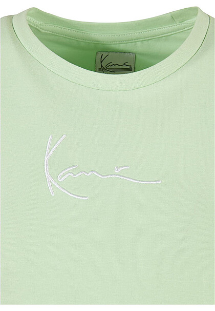 Karl Kani Damen Classic T-Shirt mit Rundhals und Logo-Stitching mint grün