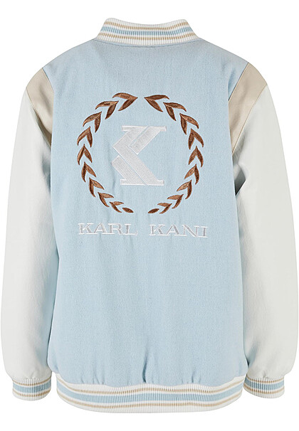 Karl Kani Damen Retro College Jacke mit Knopfleiste und 2-Pockets hell blau