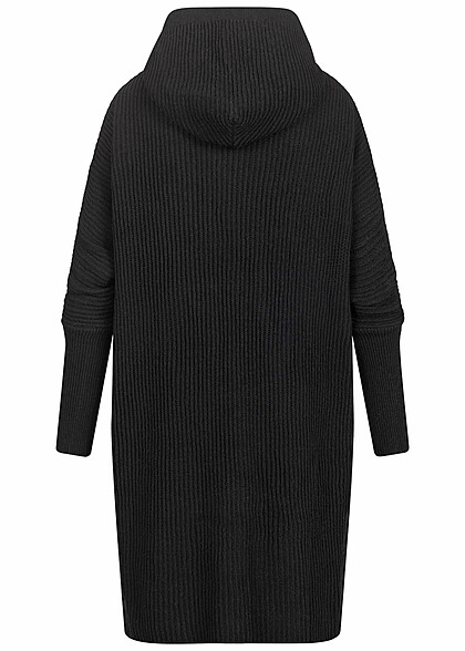 Aiki Damen Hoodie-Kleid mit Strukturstoff und Kapuze schwarz