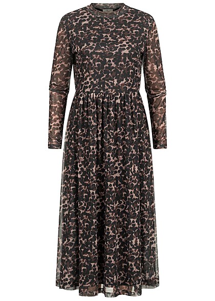 Aiki Damen Langarm Kleid im Camouflage-Design 2-lagiger Stoff dunkel grn - Art.-Nr.: 23110012