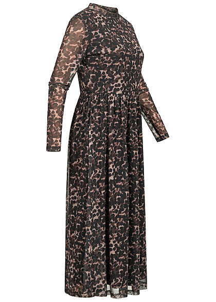 Aiki Damen Langarm Kleid im Camouflage-Design 2-lagiger Stoff dunkel grn