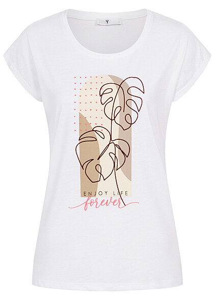 Hailys Dames T-Shirt met ronde hals en 3D fluwelen print wit - Art.-Nr.: 23110019