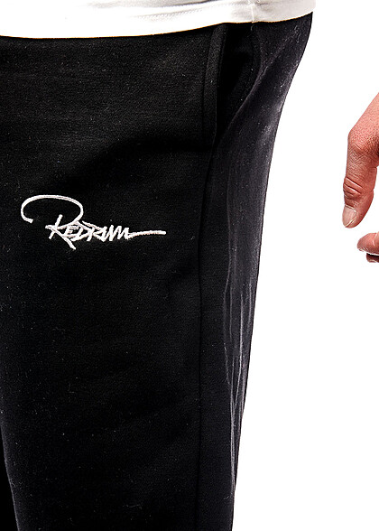 Redrum Herren Jogginghose Sweatpants mit 3-Pockets und Logo-Stitching schwarz