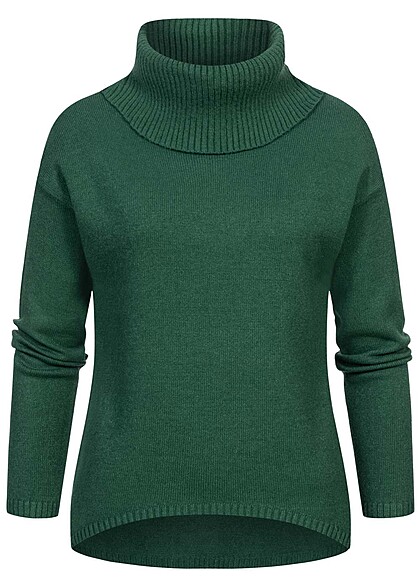 ONLY Damen Rollkragen Pullover mit Ripp-Bund und Saum trekking grn melange
