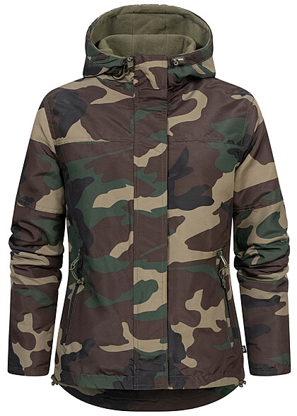 Brandit Dames Overgangsjack Windbreaker met rits en capuchon woodland camo