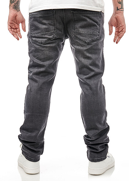 Rusty Neal Herren Jeans Hose im Washed-Look mit 5-Pockets dunkel grau