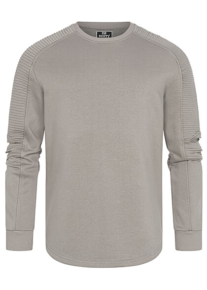 Rusty Neal Herren Sweater Pullover mit Ripp-Details an den rmeln dunkel grau