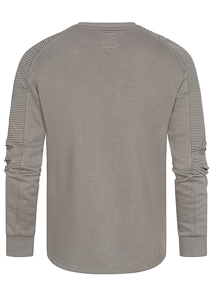 Rusty Neal Herren Sweater Pullover mit Ripp-Details an den rmeln dunkel grau