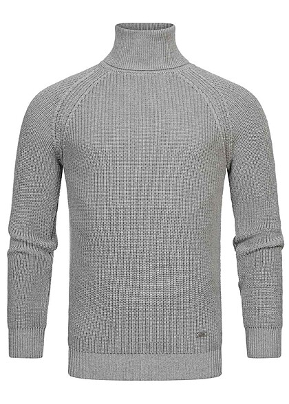 Rusty Neal Herren Grobstrick Rollkragen-Pullover Sweater grau