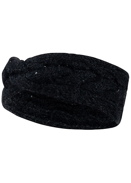 Hailys Dames Haarband met pailletten en knoopdetail zwart - Art.-Nr.: 23110275