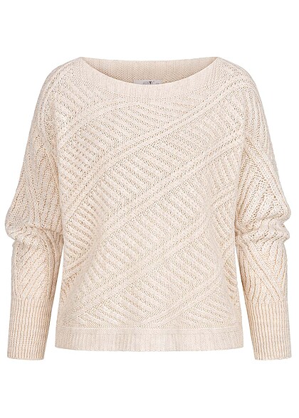 Hailys Dames Crop Knit Sweater met vleugelmouwen beige