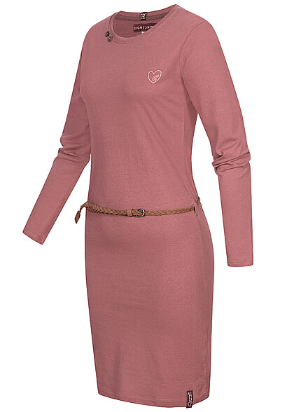 Eight2Nine Damen Langarm Kleid mit Grtel und Knopf Details renaissance d. rose