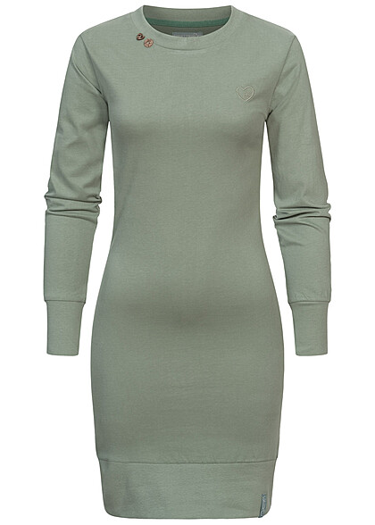 Eight2Nine Damen Langarm Kleid mit Knopf-Details am Kragen mineral grn - Art.-Nr.: 23110329