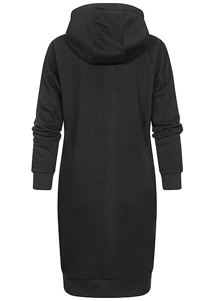 Eight2Nine Damen Hoodie-Kleid mit Kngurutasche und Herz Stitching schwarz
