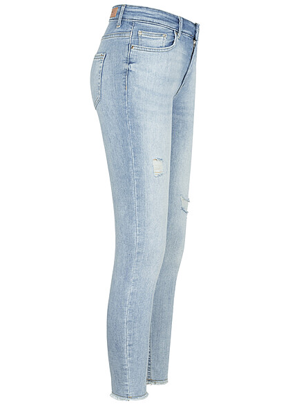 ONLY Dames NOOS Skinny Fit Jeans met 5-pockets en destroy-look lichtblauw