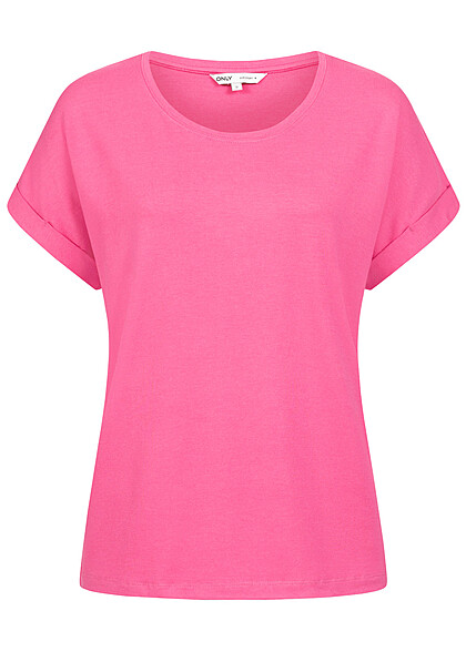 ONLY Dames NOOS T-Shirt met omgeslagen mouwen roze