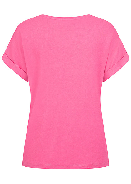 ONLY Dames NOOS T-Shirt met omgeslagen mouwen roze