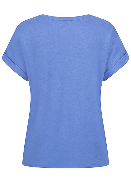 ONLY Dames NOOS T-Shirt met omgeslagen mouwen blauw