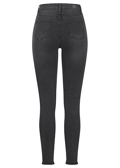 Hailys Damen High Waist Skinny Fit Jeans Hose mit 5-Pockets washed schwarz