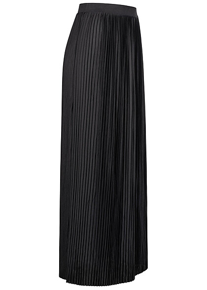Vero Moda Damen NOOS Maxi Plissee-Rock Faltenrock mit Gummibund schwarz