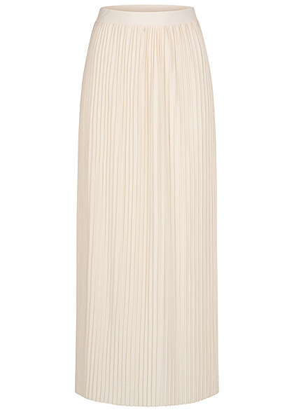 Vero Moda Damen NOOS Maxi Plissee-Rock Faltenrock mit Gummibund birch beige