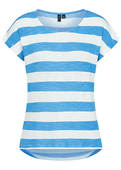 Vero Moda Damen NOOS Viskose T-Shirt Top mit Streifenmuster ibiza blau weiss