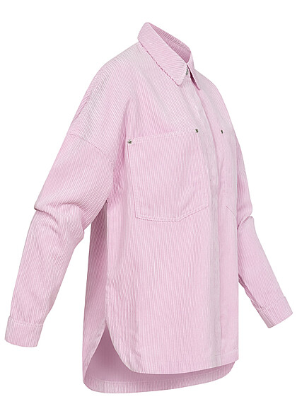 ONLY Dames Cord-Shirt met knopen en 2 borstzakken roze