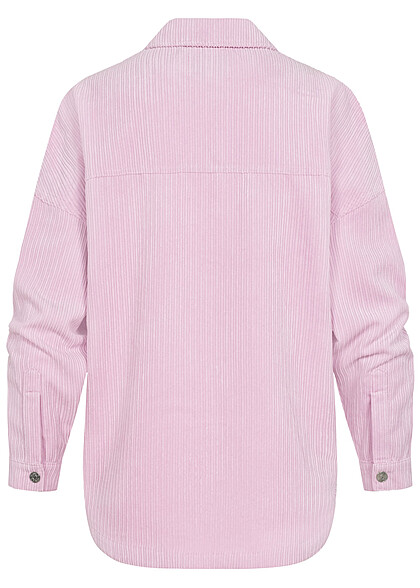 ONLY Dames Cord-Shirt met knopen en 2 borstzakken roze