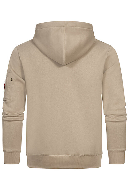 Alpha Industries Heren Basic Hoodie met capuchon en kangoeroezak logoprint grijs