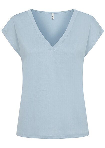 ONLY Dames NOOS Top met korte mouwen en v-hals blauw