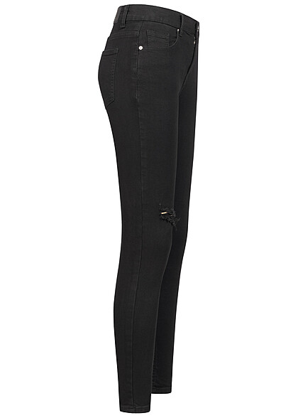 Hailys Dames Skinny fit jeans met 5 zakken en verwoeste look zwart