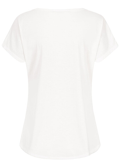 Cloud5ive Dames T-Shirt met hartjesprint en ronde hals wit roze