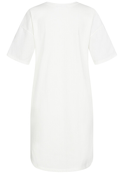 Cloud5ive Dames T-shirt-jurk met adelaarsprint en ronde hals wit