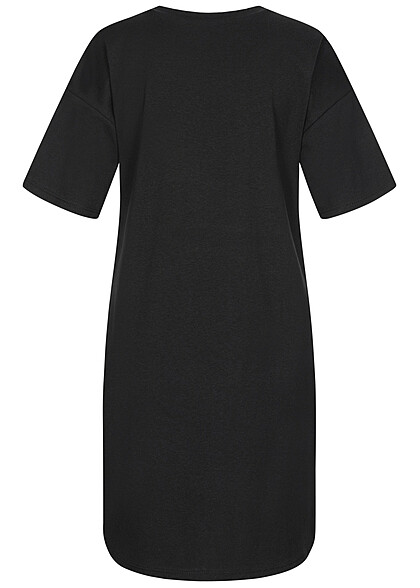 Cloud5ive Dames T-shirt-jurk met adelaarsprint en ronde hals zwart