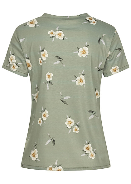 Cloud5ive Dames Viscose T-Shirt met bloemenprint groen