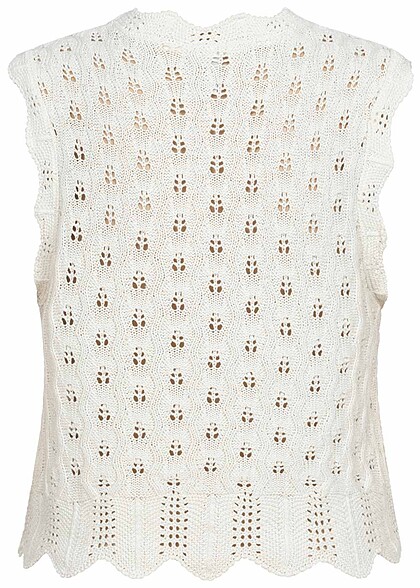ONLY Dames NOOS Cropped gebreide top met gatenbreipatroon wit