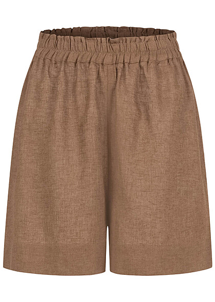 ONLY Dames NOOS Hoge Taille Shorts met elastische tailleband bruin