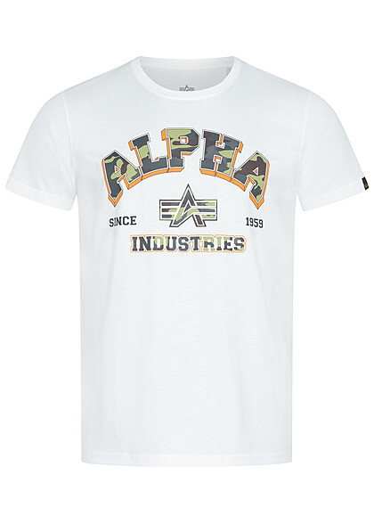 Alpha Industries Heren T-Shirt met college logo print wit