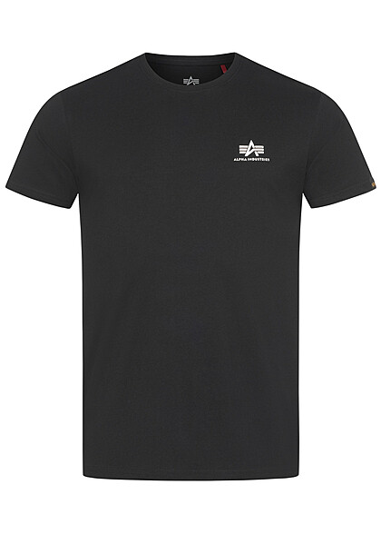 Alpha Industries Heren Basic T-Shirt met logoprint zwart