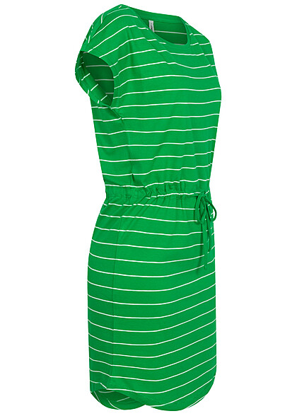 ONLY Dames NOOS Jurk met korte mouwen en strikdetail strepen groen wit