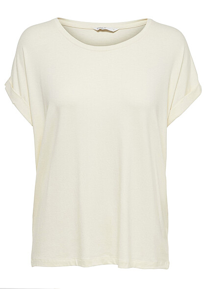 ONLY Dames NOOS T-Shirt met omgeslagen mouwen off white
