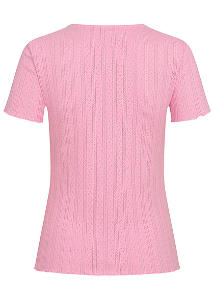 ONLY Dames NOOS T-Shirt met ruches details en ronde hals roze