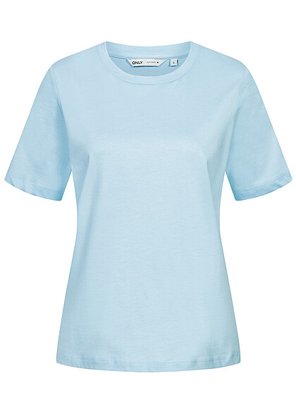 ONLY Dames NOOS Basic T-Shirt met ronde hals lichtblauw