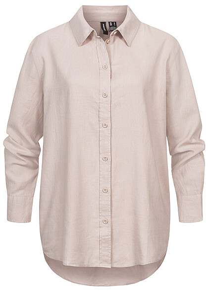 Vero Moda Damen NOOS Bluse Hemd mit Knopfleiste moonbeam beige