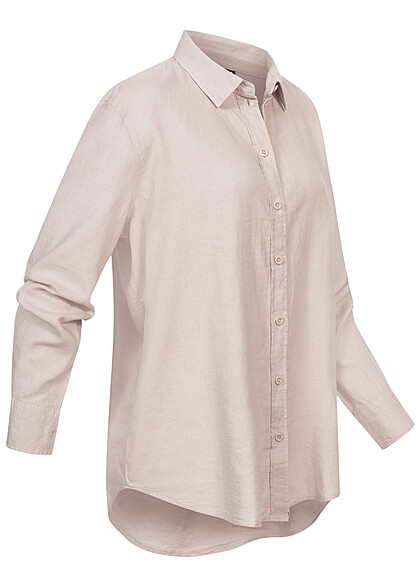 Vero Moda Damen NOOS Bluse Hemd mit Knopfleiste moonbeam beige