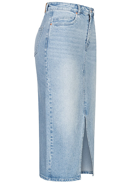 Vero Moda Damen NOOS Jeans Rock mit 5-Pockets und Schlitz washed look hell blau denim