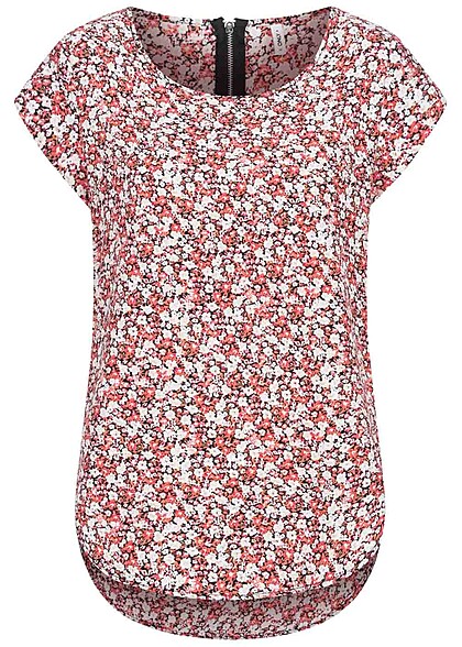 ONLY Damen NOOS Bluse Top mit All Over Print und Zipper hinten multicolor