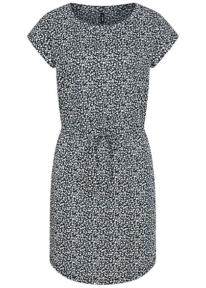 ONLY Damen NOOS Kurzarm Kleid mit Bindedetail und Mia Ditsy Print navy blau