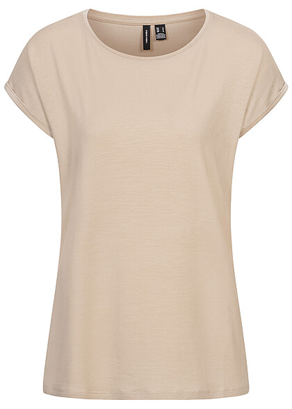 Vero Moda Damen NOOS T-Shirt Top mit rmelumschlag silver lining braun