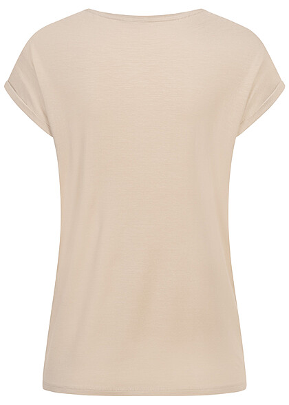 Vero Moda Damen NOOS T-Shirt Top mit rmelumschlag silver lining braun